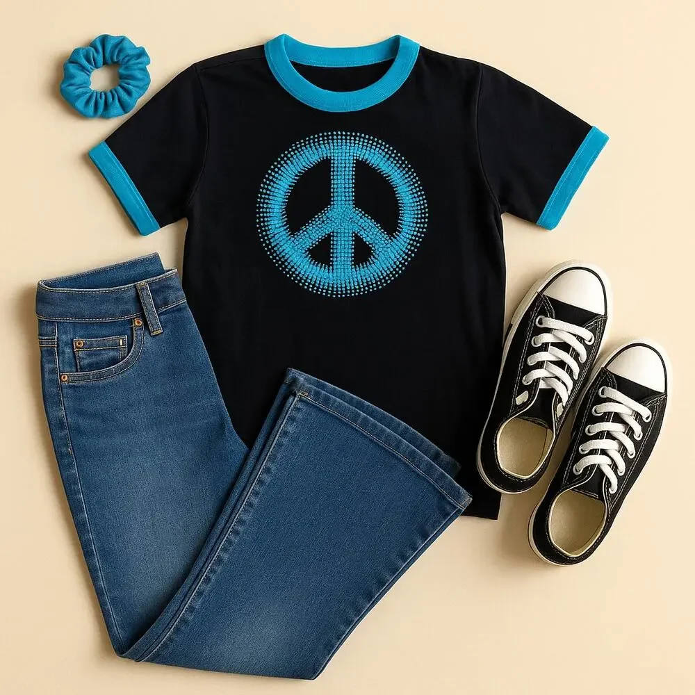 Vintage Y2K The Children’s Place Retro Peace Sign T-Shirt – Size Small 5/6